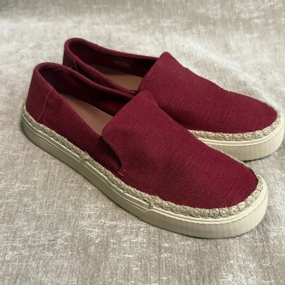 Toms Burgundy Espadrille Slip-Ons